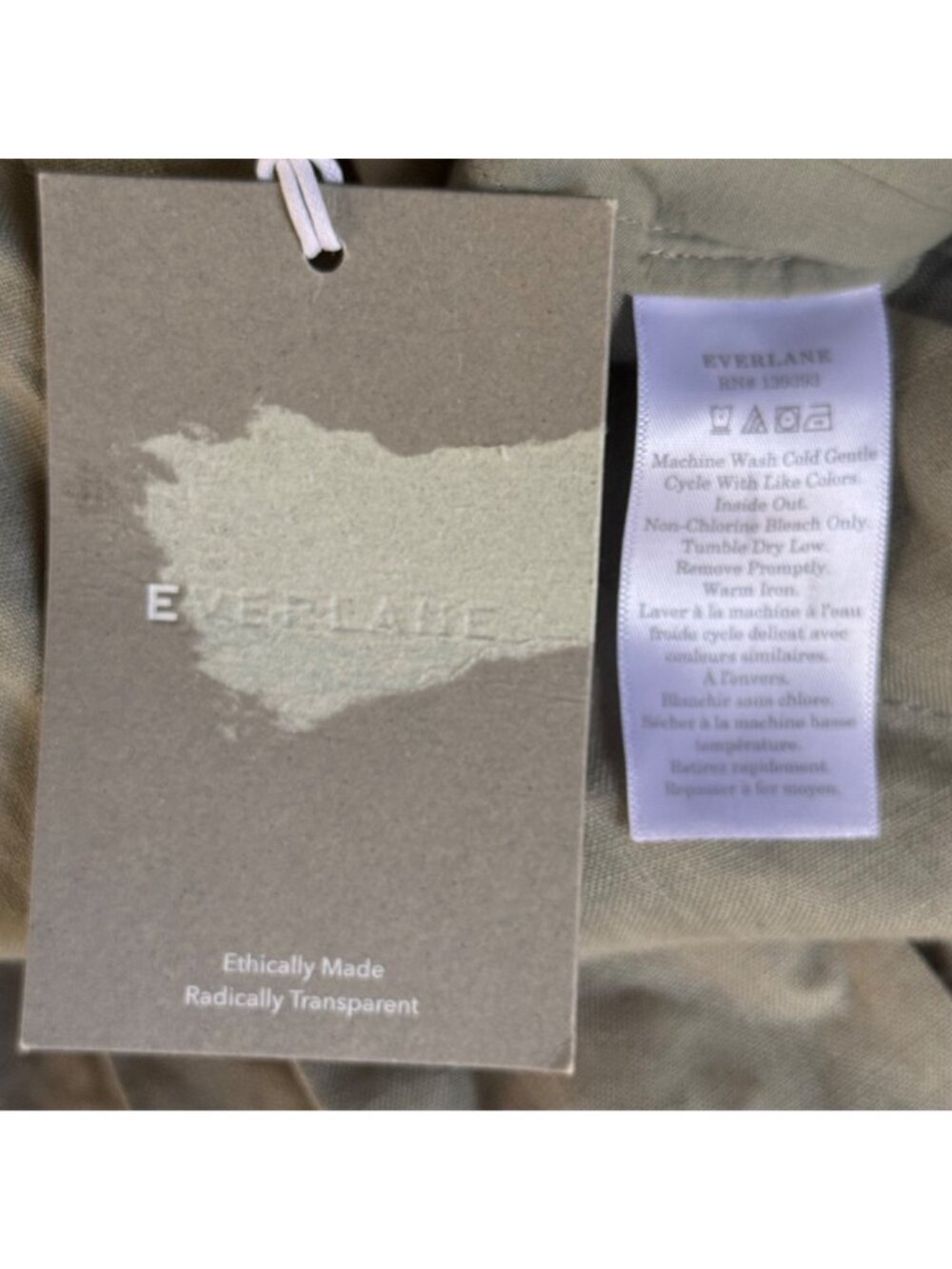 Everlane 100% Linen Wrap Jumpsuit Sz 10 Wide Leg Lagenlook Khaki Short Sleeve - Picture 6 of 16